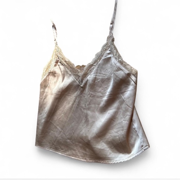 Lace Satin Cami Top Rose Gold Champagne Small 💖y2k - Picture 1 of 4